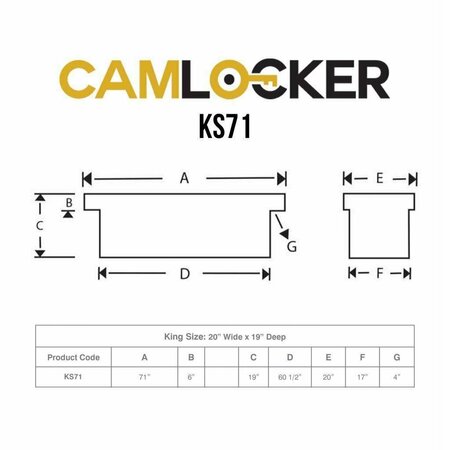 Camlocker 71in Crossover Truck Tool Box, Gloss Black Aluminum KS71GB